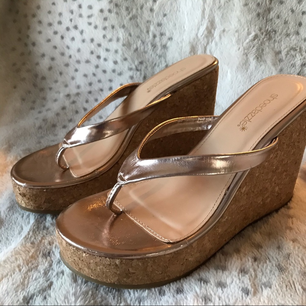 Rose Gold Thong Wedge 4.5” heel